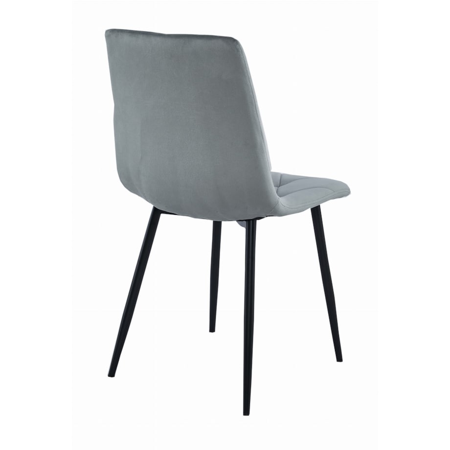 Krzesło Do Jadalni Kuchni Salonu Libra - Aksamit Srebrno-Szary / Nogi Czarne X 4