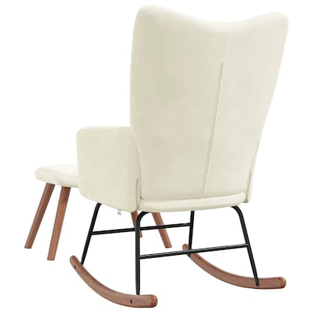 vidaXL Fotel bujany z podnóżkiem, kremowy, tapicerowany aksamitem