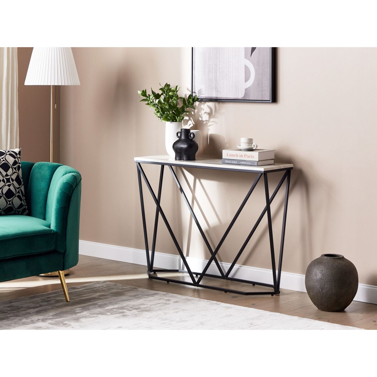 Konsola efekt marmuru biało-czarna HAZEN