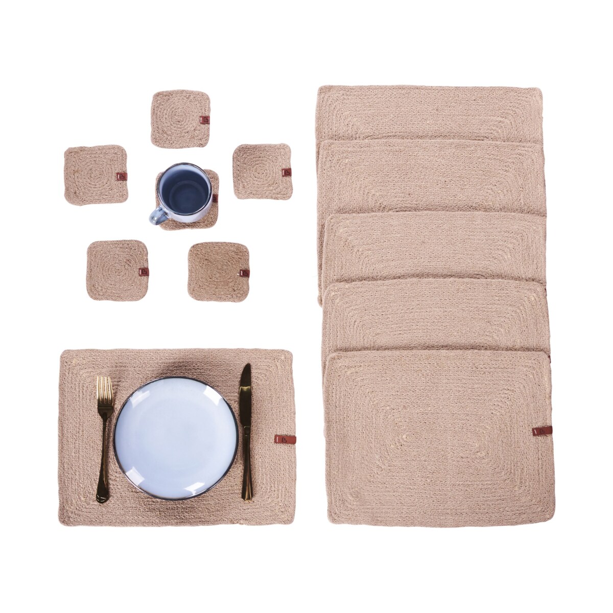 Zestaw 12 podkładek na stół SALTBUSH Naturalny Juta