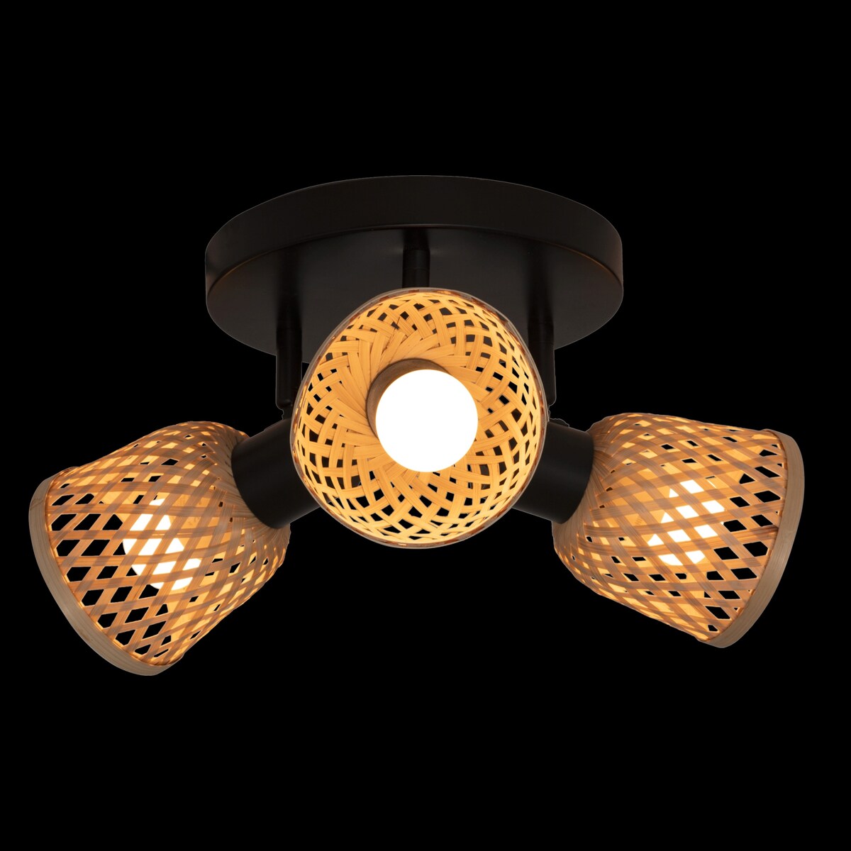 Lampy sufitowe LIO 3 klosze z plecionego bambusa, 3 x Ø 25 cm