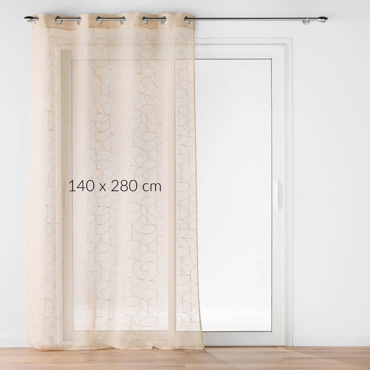 Firana na przelotkach ze złotym nadrukiem, LOUXOR, 140 x 280 cm