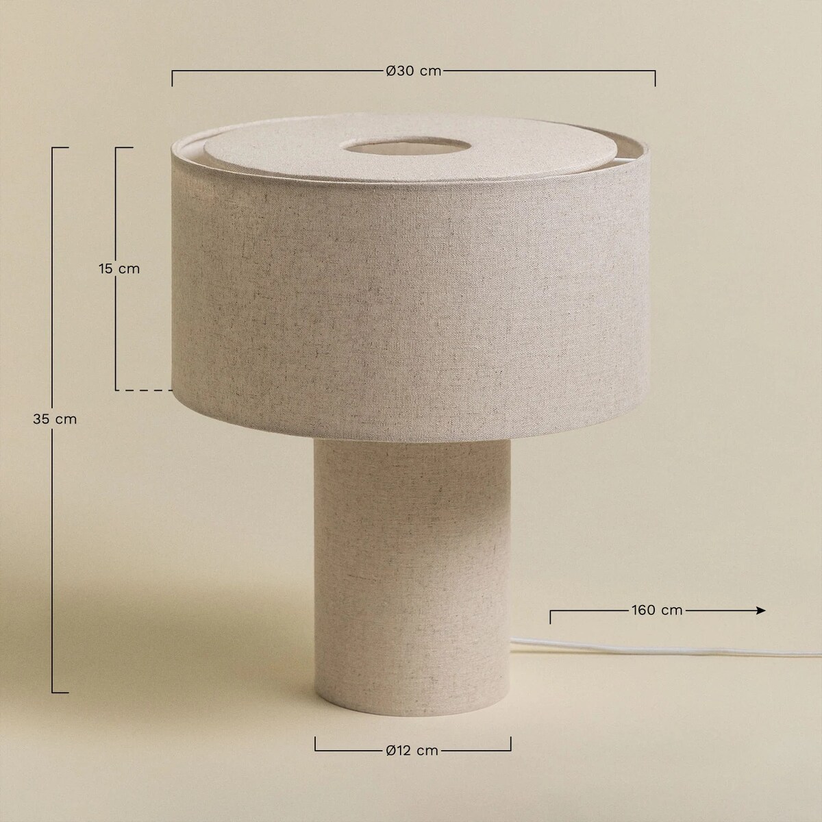 Lampa stołowa tapicerowana Pianela, ciemnoróżowa, 35 cm