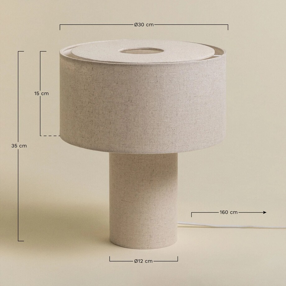 Lampa stołowa tapicerowana Pianela, ciemnoróżowa, 35 cm