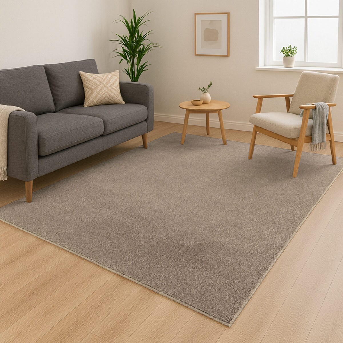 Dywan Jednokolorowy zmywalny antypoślizgowy miękki Calmia Szarobrązowy 160x220