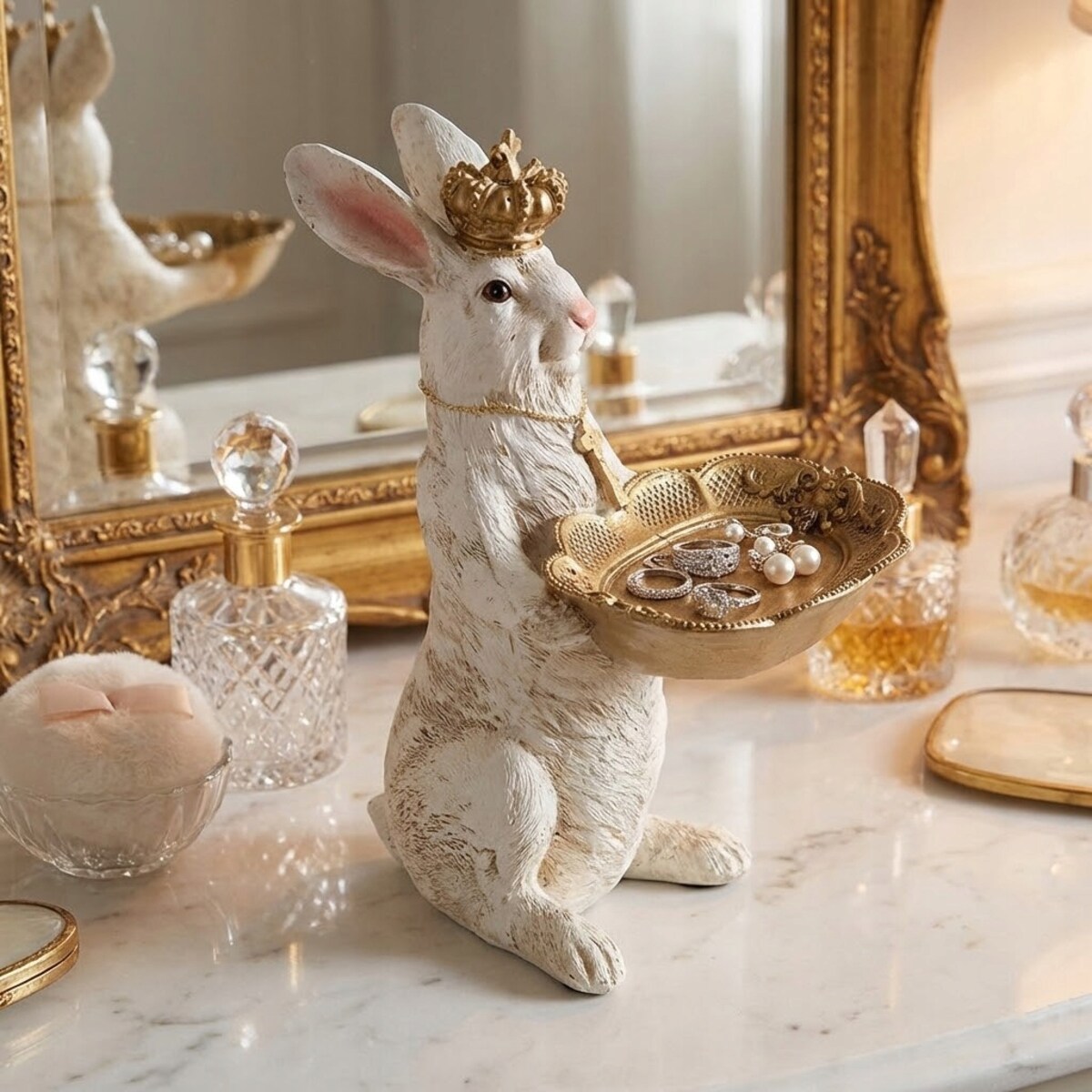 ZAJĄC WIELKANOCNY FIGURKA TACKA NA DROBIAZGI KRÓLIK ZAJĄCZEK WIELKANOC 22cm