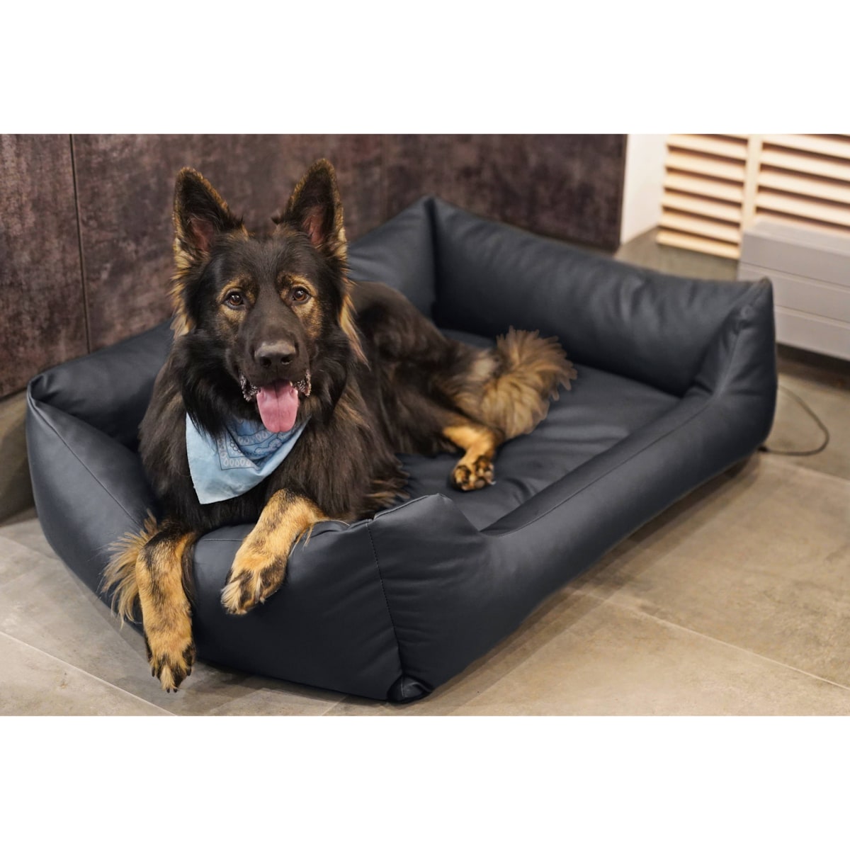 Legowisko dla psa z ekoskóry MARIO, 100x70 cm, Czarny