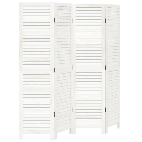 vidaXL Parawan pokojowy, 4-panelowy, biały, lite drewno paulowni