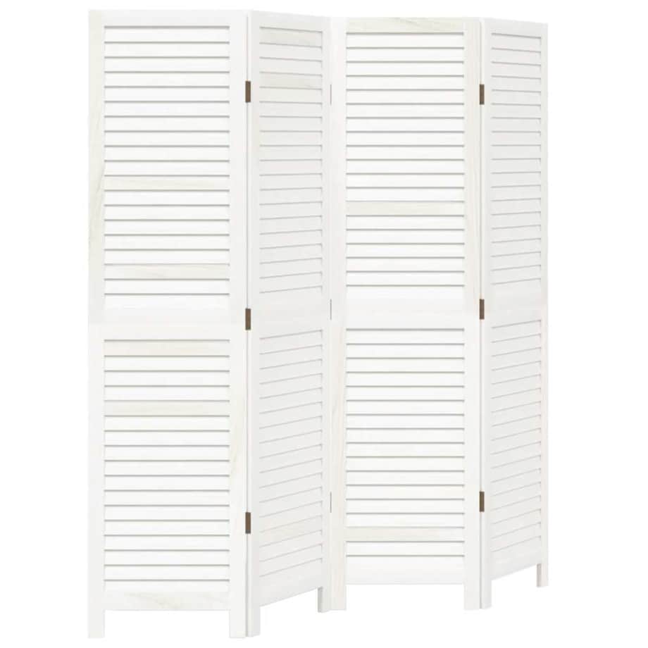 vidaXL Parawan pokojowy, 4-panelowy, biały, lite drewno paulowni