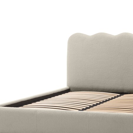 Łóżko 160x200 cm ze stelażem i pojemnikiem bouclé beżowe