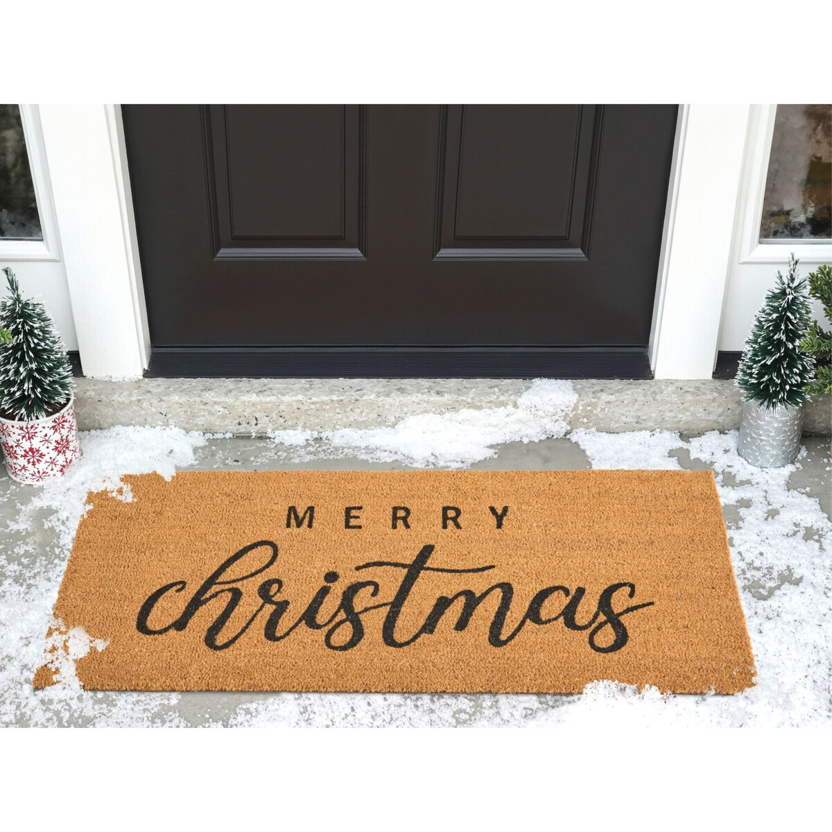 Wycieraczka TIKUB Naturalny 55 x 120 cm Wzór świąteczny Włókno kokosowe