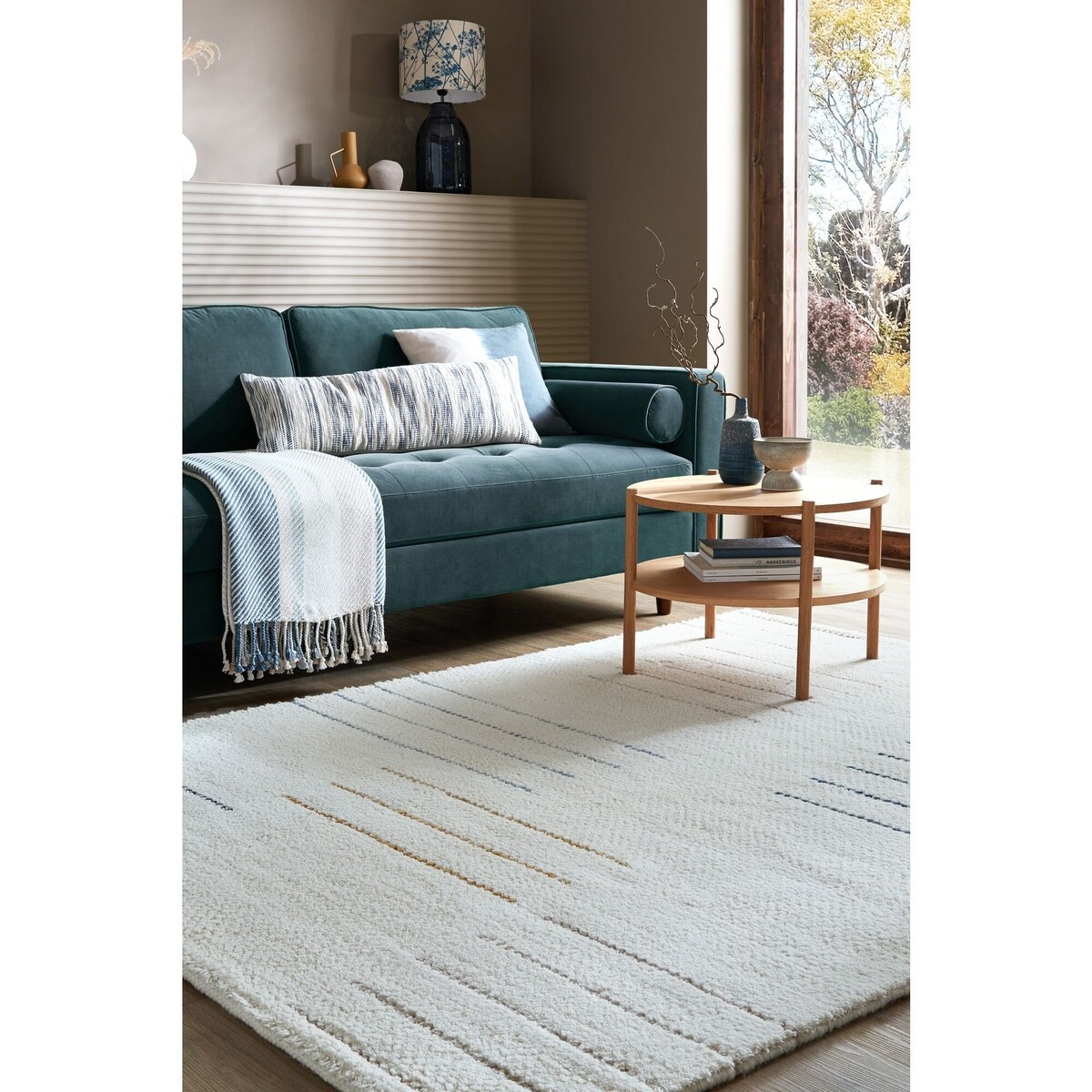 Dywan Wełniany Dottie Geometric Niebieski/Wielokolorowy 120x170