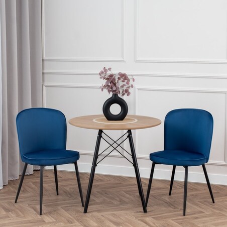 Krzesło tapicerowane do salonu jadalni welurowe wygodne velvet granatowe