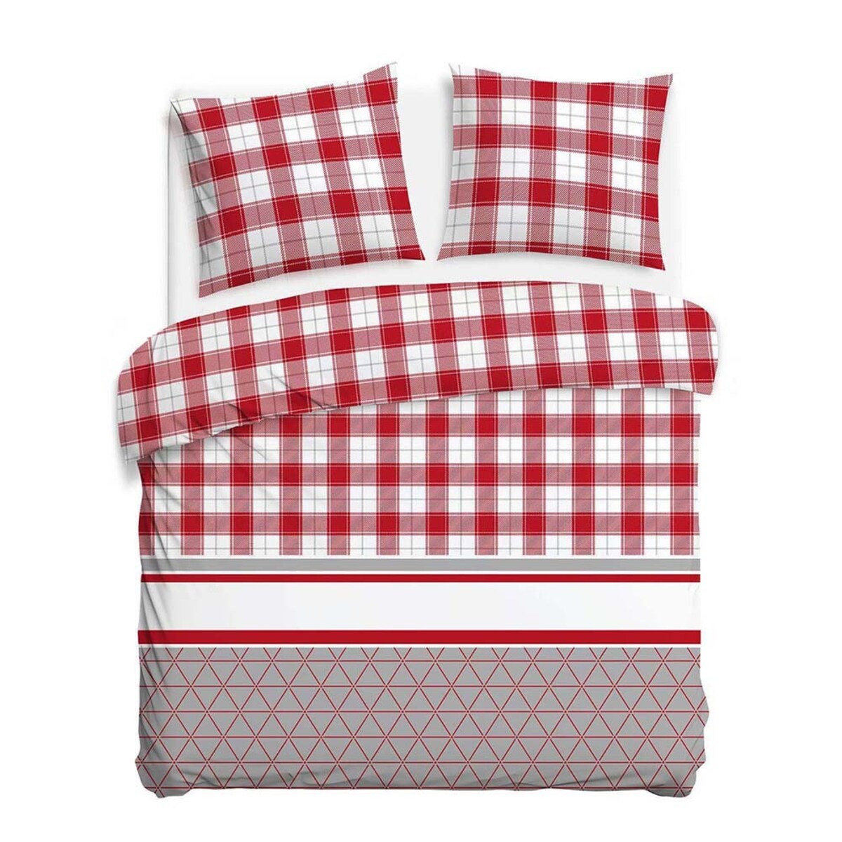 Pościel flanelowa 160x200 Skandia Red, czerwona w białą kratę, Flanelove, Darymex