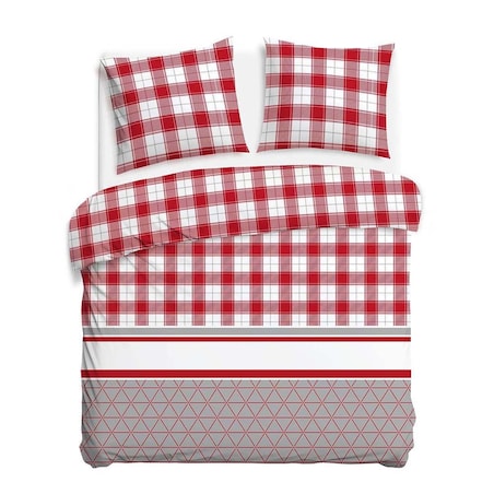 Pościel flanelowa 160x200 Skandia Red, czerwona w białą kratę, Flanelove, Darymex