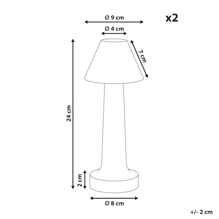 Zestaw 2 bezprzewodowych lamp stołowych LED JOANES Ze ściemniaczem Metal Czarny