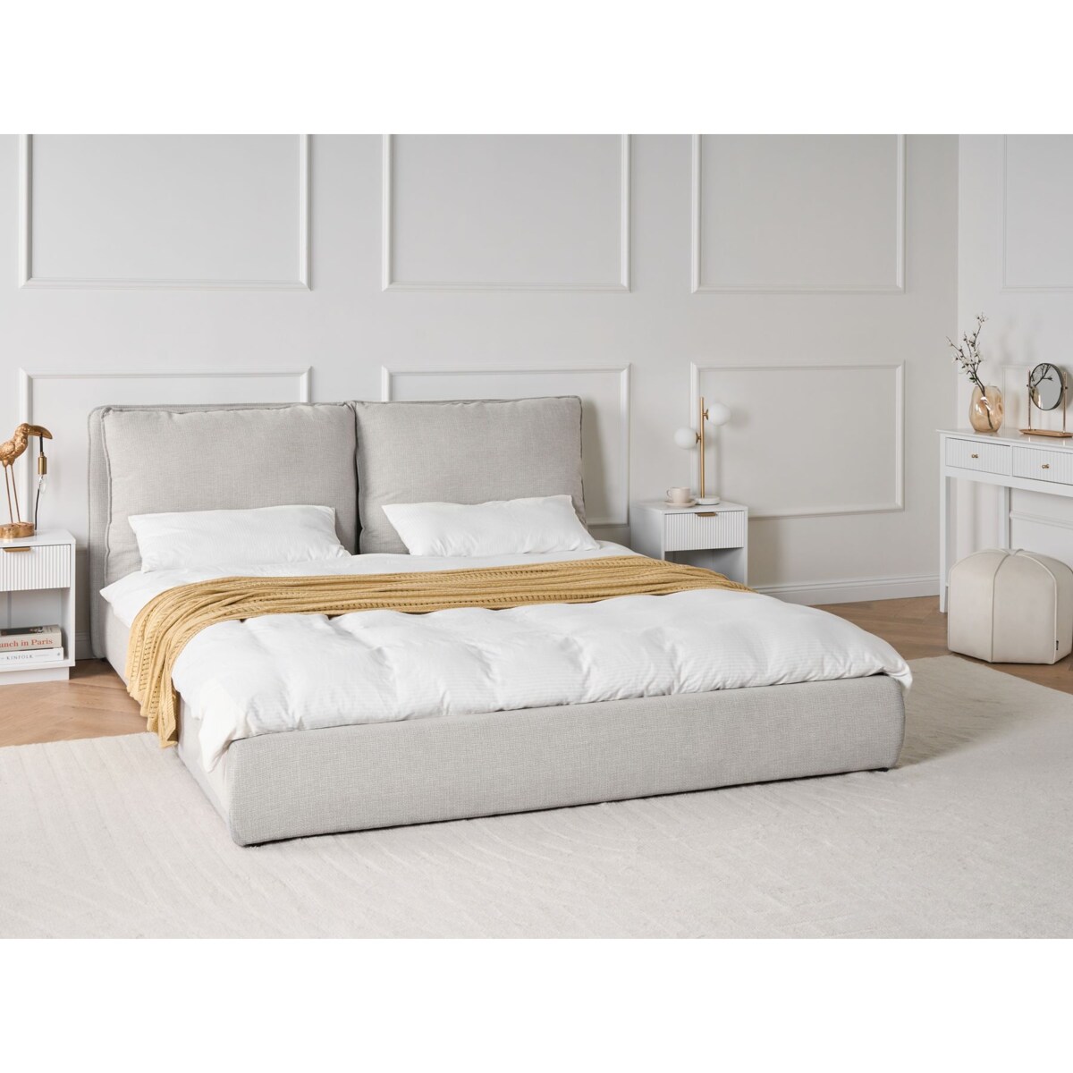 Łóżko BAJONNA 180 x 200 cm Jasnoszary