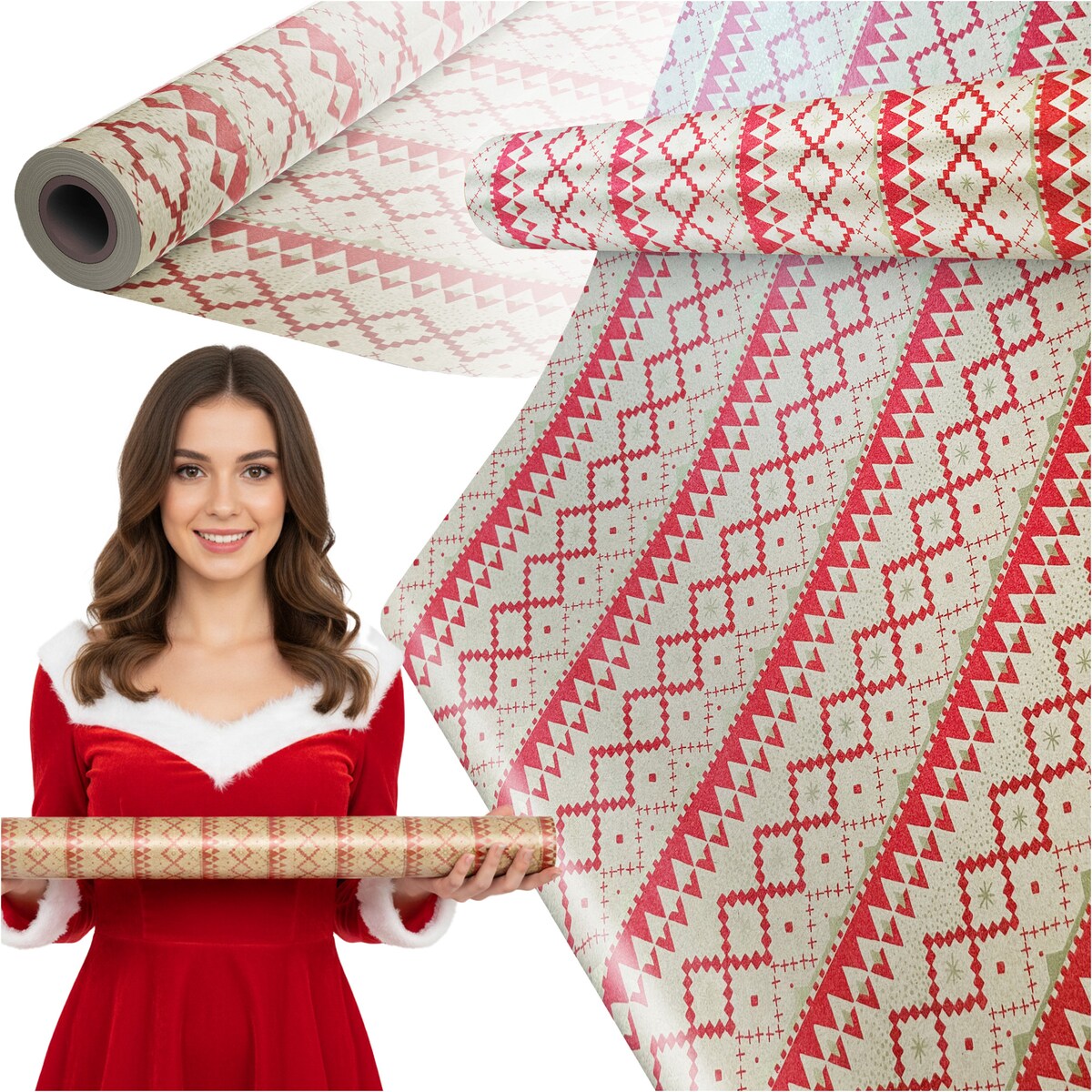 Papier Prezentowy Do Pakowania Prezentów 25 m MEGAROLKA Świąteczny Do Paczek Boże Narodzenie Ozdobny