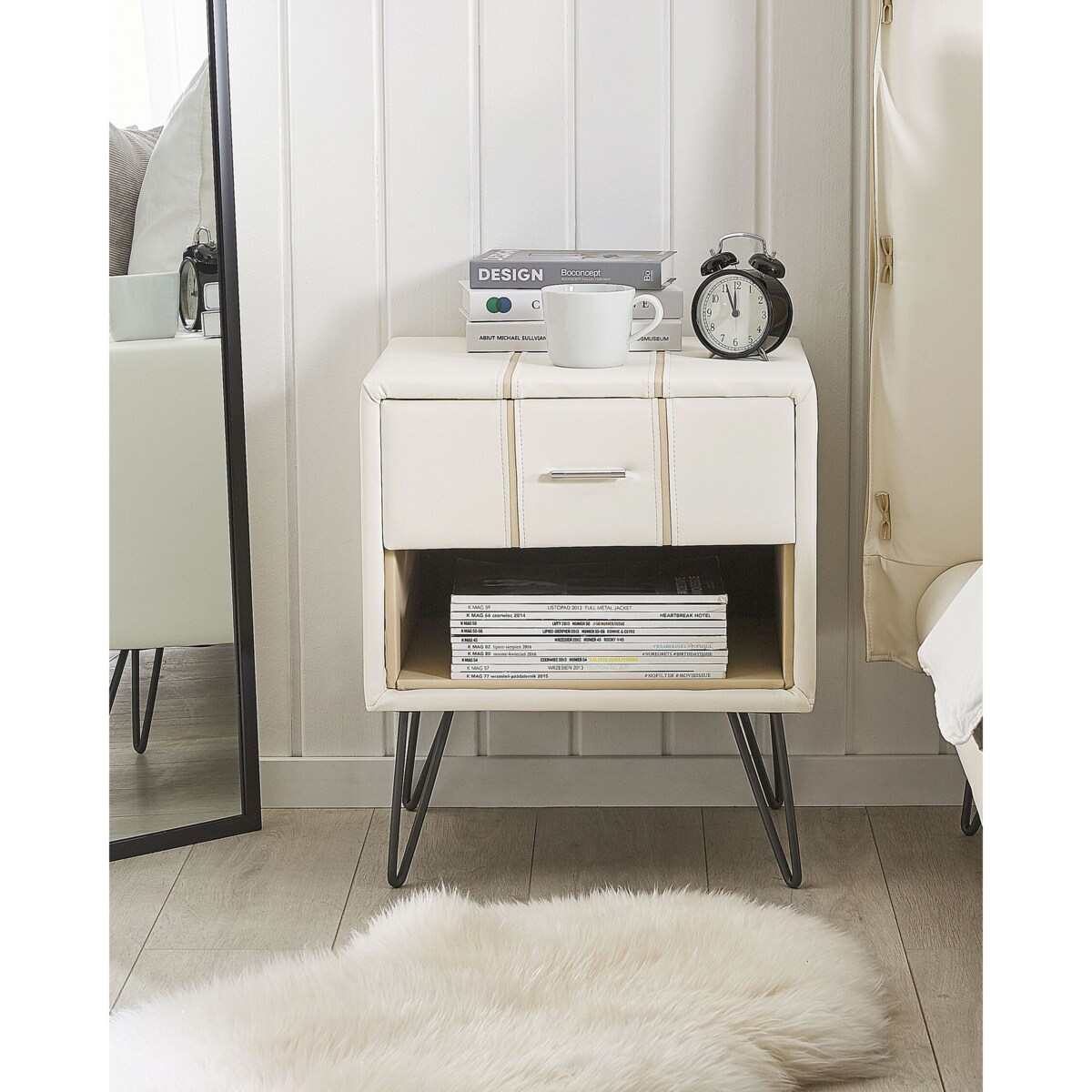 Szafka nocna ekoskóra biała BETIN