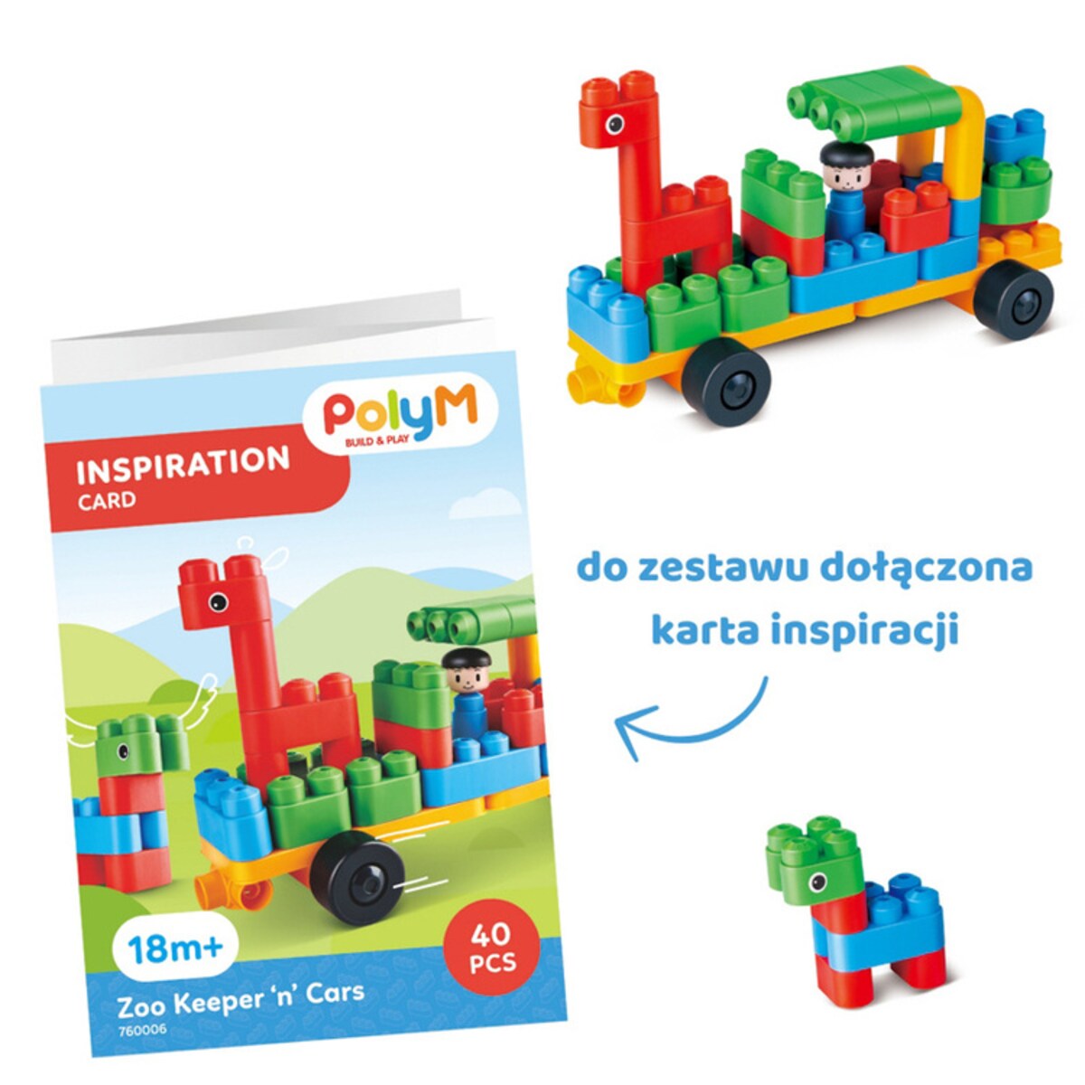 Miękkie Klocki konstrukcyjne Pojazdy opiekunów zwierząt w ZOO 40 el. 18m+ PolyM