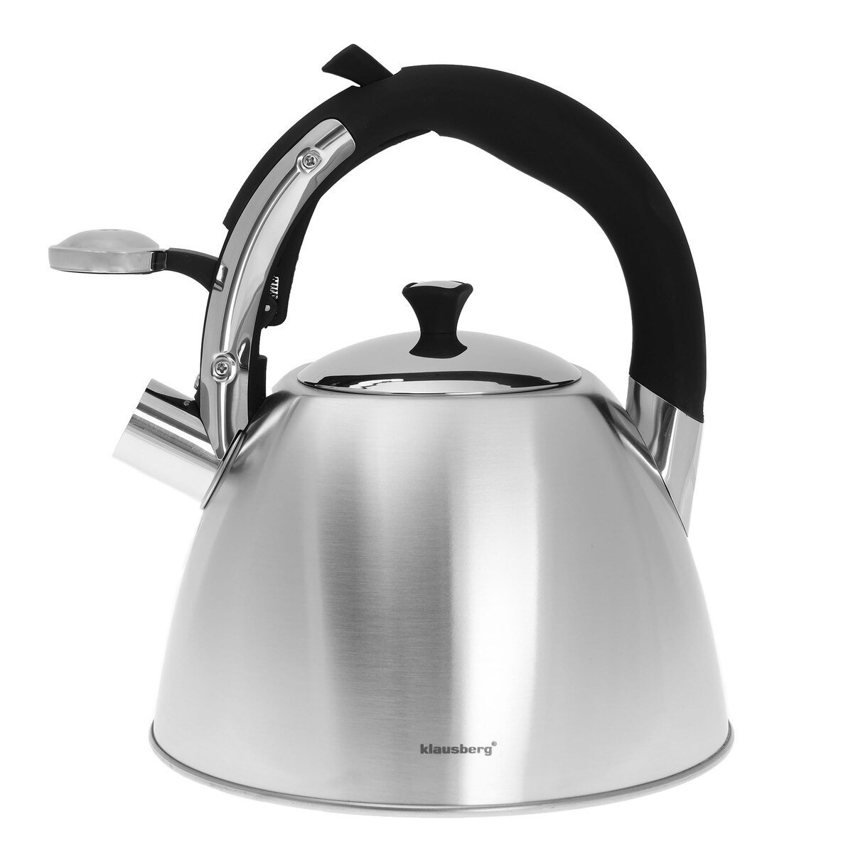 Czajnik stalowy z gwizdkiem na gaz indukcję Inox srebrny KLAUSBERG 3.0L