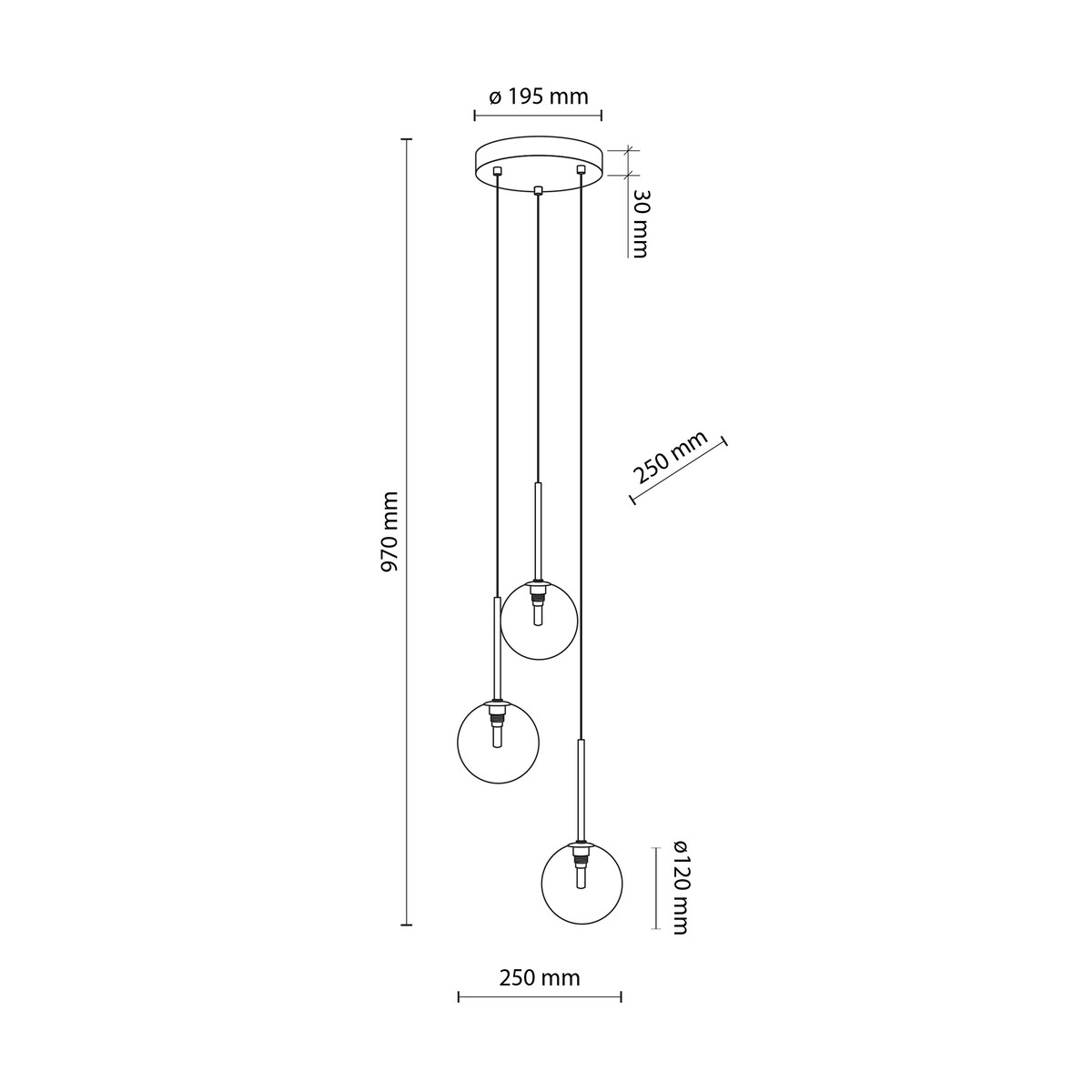 Lampa wisząca TK Lighting NILOS 5942 czarno-złota 3xG9 regulowana do salonu i jadalni