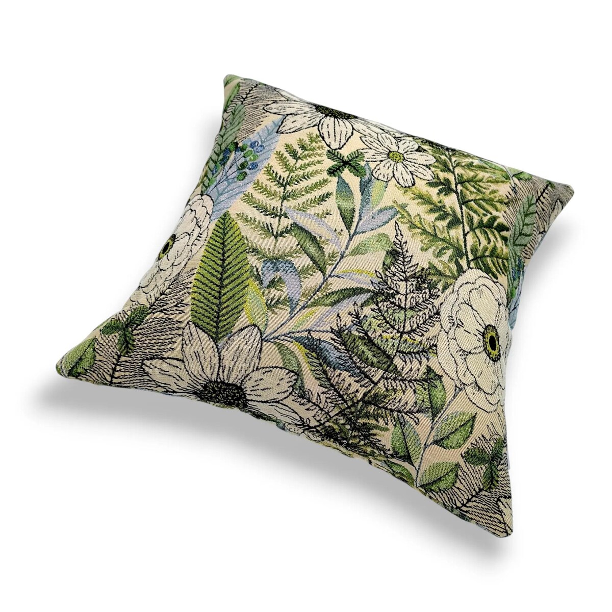 Żakardowa poduszka dekoracyjna Paprocie i Kwiaty 45x45 cm
