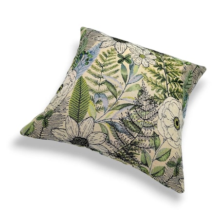 Żakardowa poduszka dekoracyjna Paprocie i Kwiaty 45x45 cm