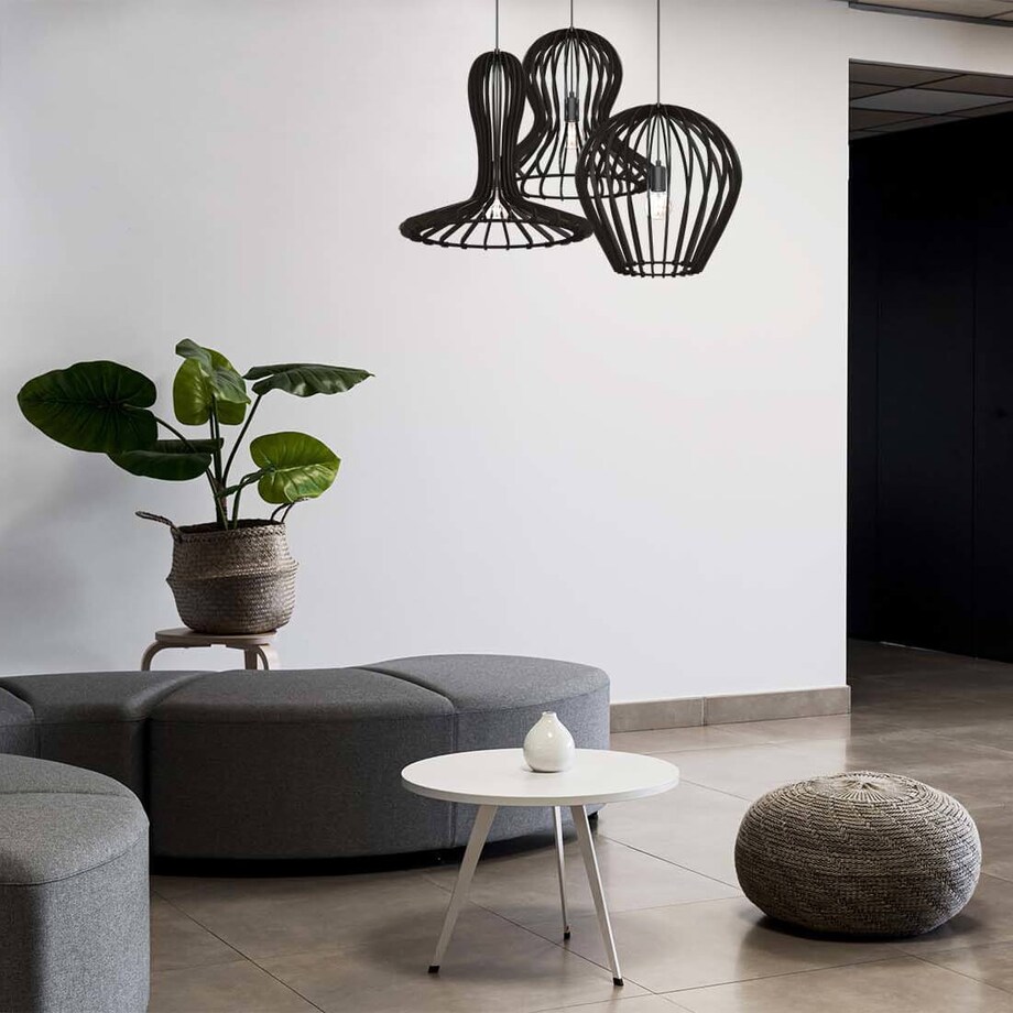 Skandynawska lampa wisząca Rina 5021 Amplex do salonu nad stół drewno czarna