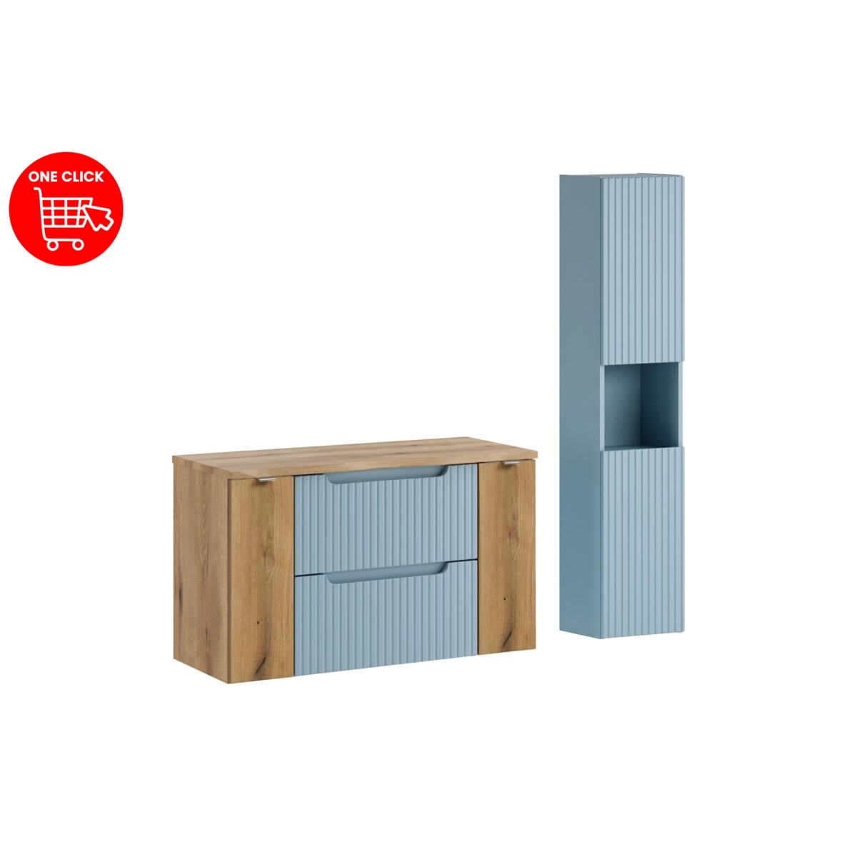 Zestaw meblowy 100cm z blatem i szafką wysoką SET-NOD B NAT OAK 100CM S HC
