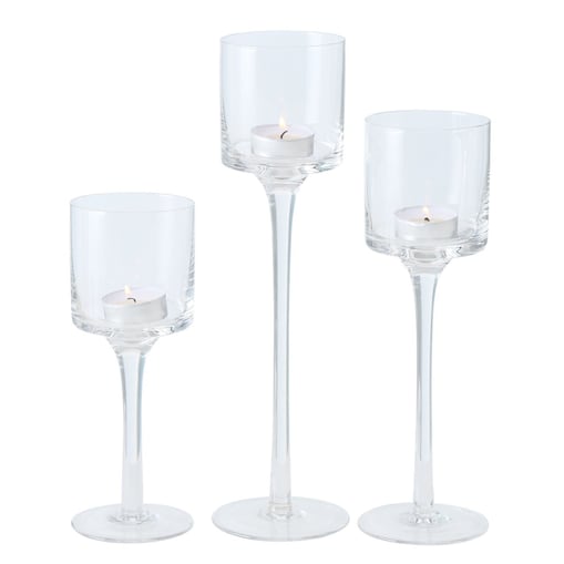 Szklane świeczniki, trzy wysokości, AROSA