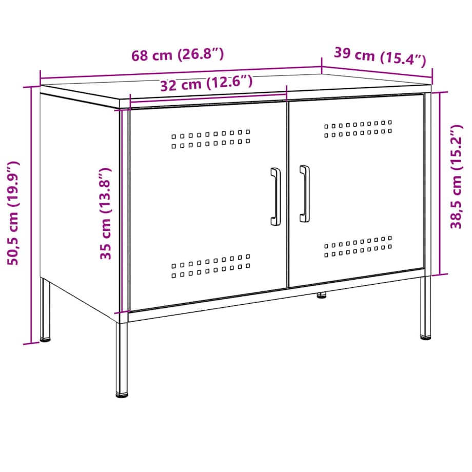 vidaXL Szafka pod telewizor, biała, 68x39x50,5 cm, stalowa