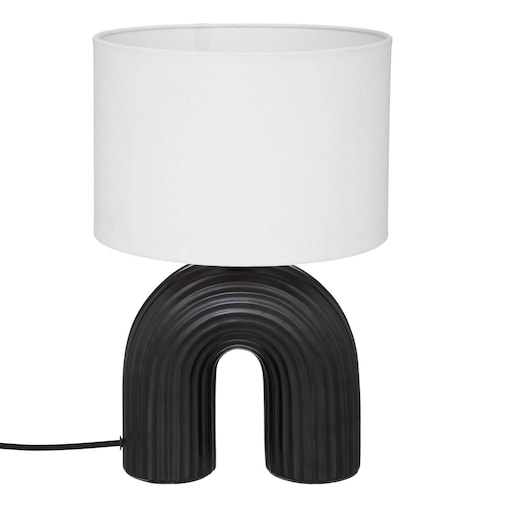 Lampa z abażurem Eidel i z ceramiczną podstawą, 40,5 cm