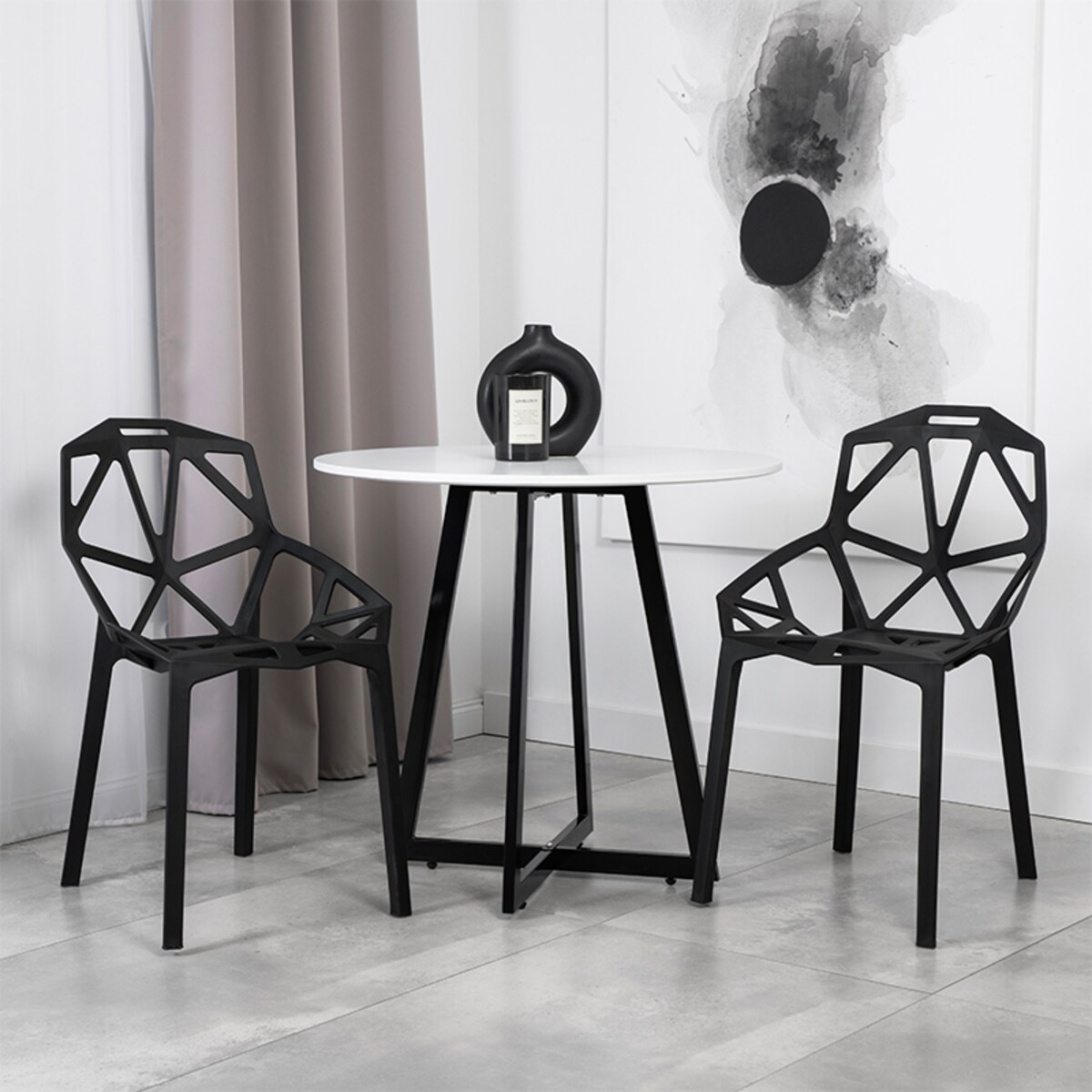 Krzesło plastikowe nowoczesne ażurowe czarne do salonu jadalni na taras
