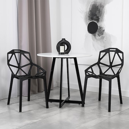 Krzesło plastikowe nowoczesne ażurowe czarne do salonu jadalni na taras