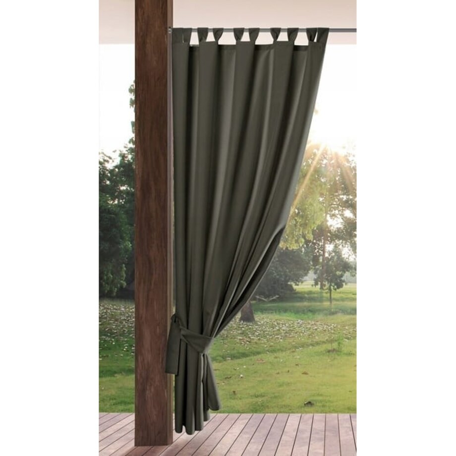 Zasłona Ogrodowa Tarasowa Wodoodporna 155 x 240 cm Grafitowa na Szelkach Rzep