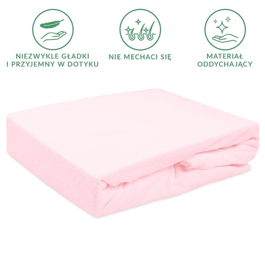 Prześcieradło z bawełny frotte z gumką 200x220 kolor róż kwarcowy