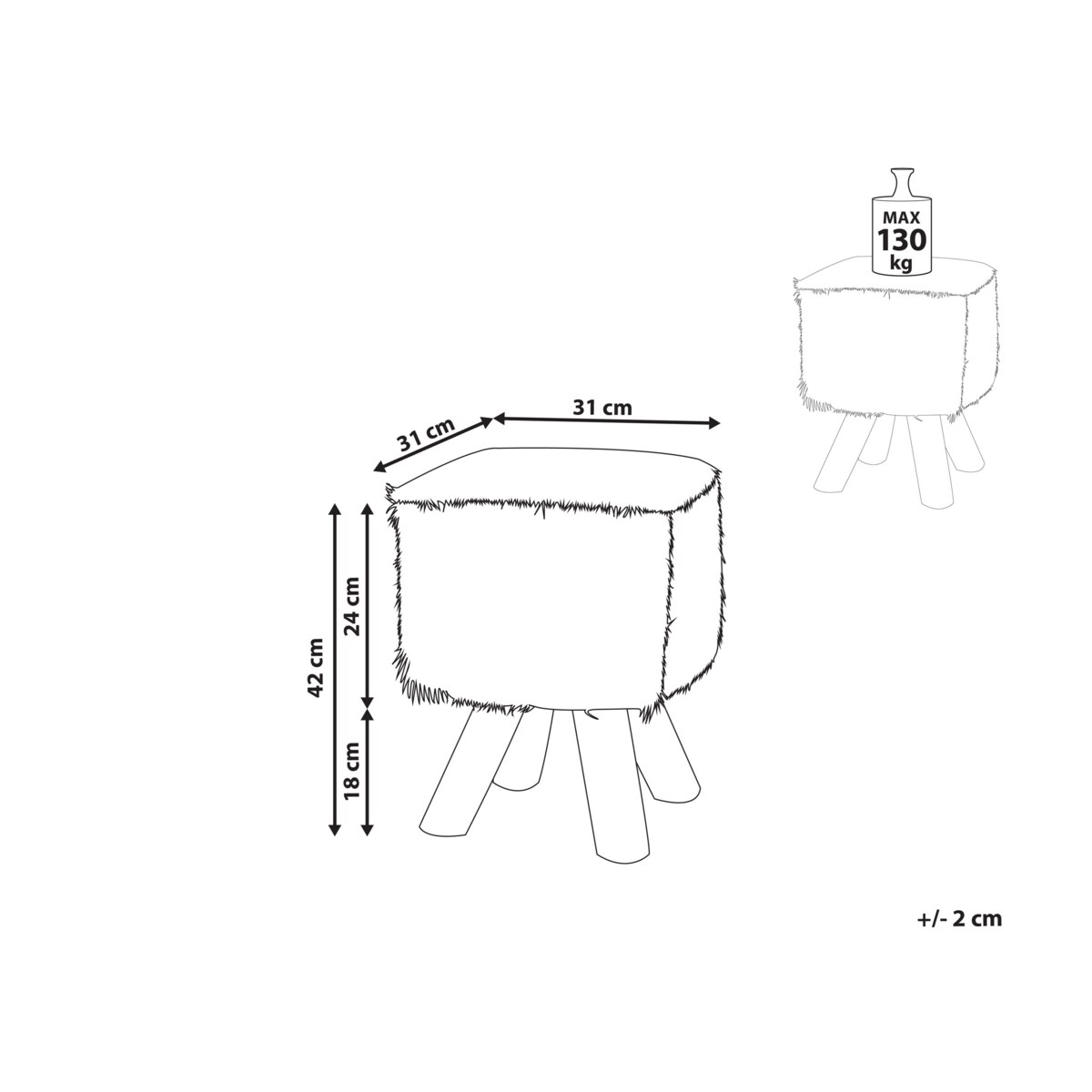 Stołek skórzany brązowy DALTON
