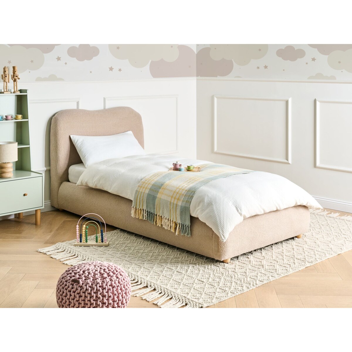 Łóżko z pojemnikiem Boucle BLAGNAC 90 x 200 cm Beżowy