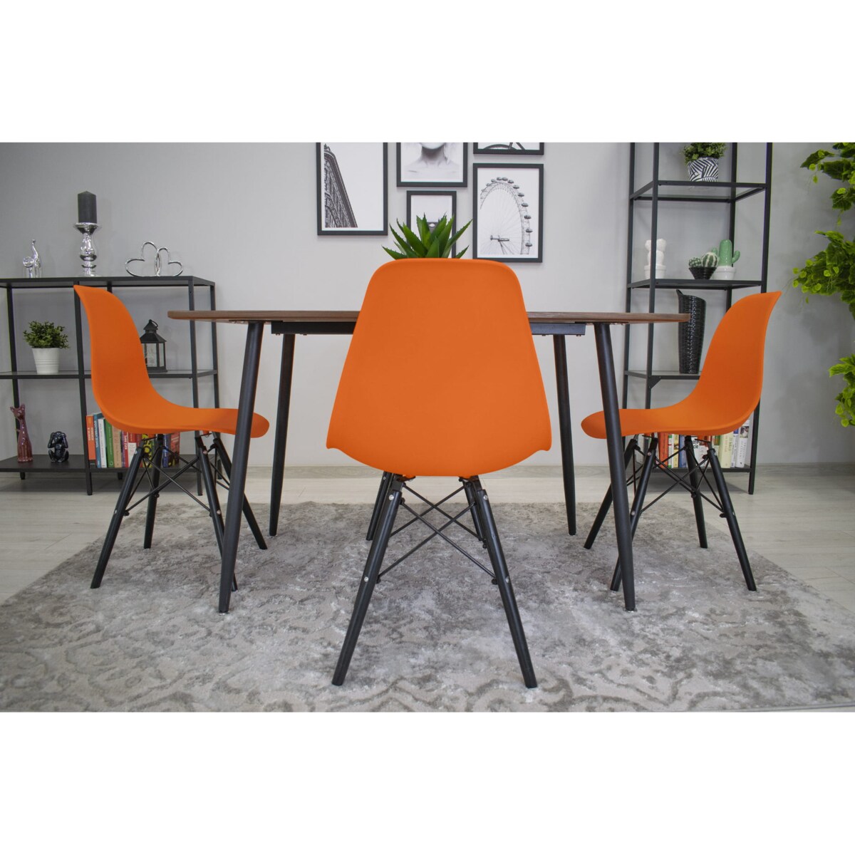 Krzesło Do Jadalni Kuchni Salonu Osaka Pomarańcz / Nogi Czarne