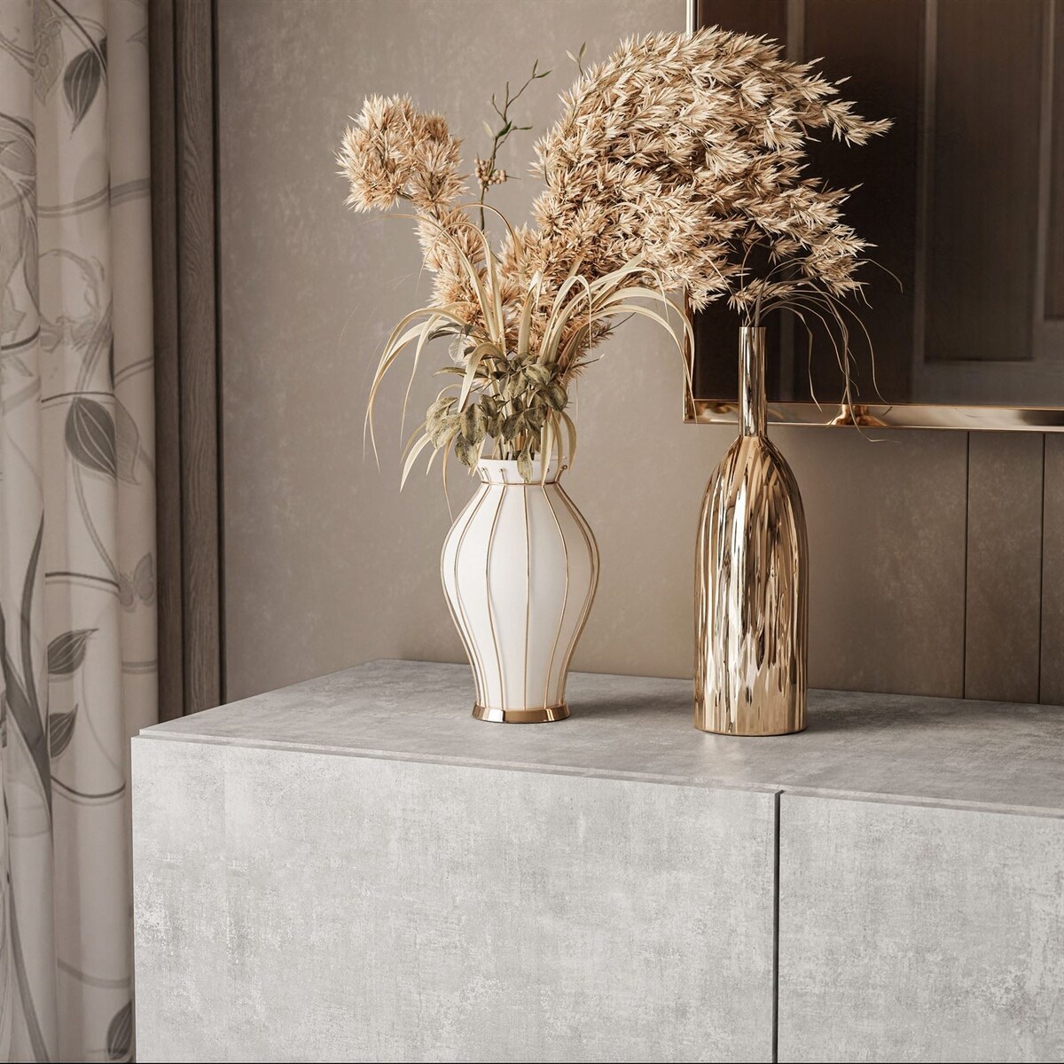 Szafka RTV COLGANTE 200 beton nogi plastikowe złote