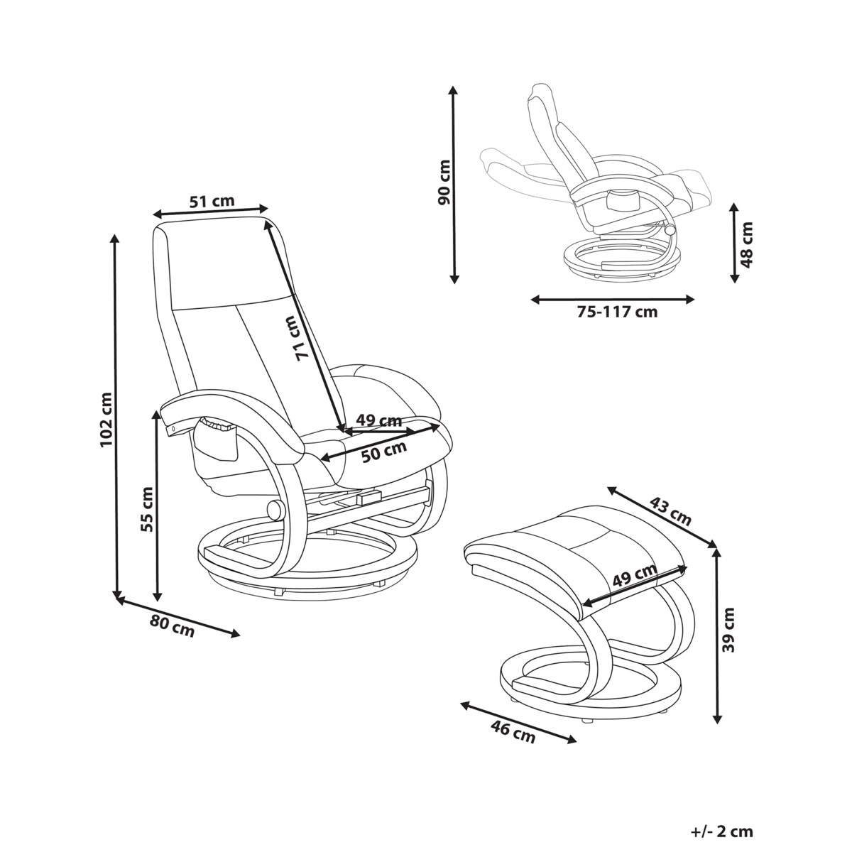 Fotel z masażem HERO Z podnóżkiem Jasnobeżowy