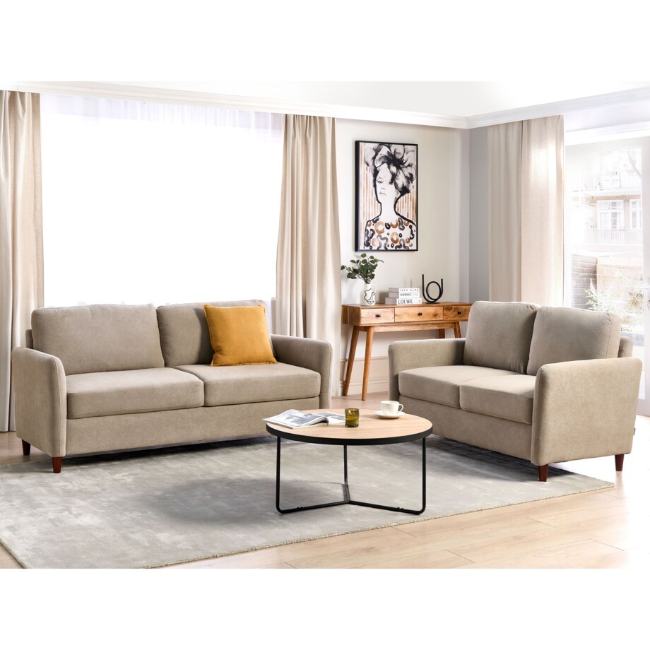 Sofa 2-osobowa z pojemnikiem beżowoszara MARE