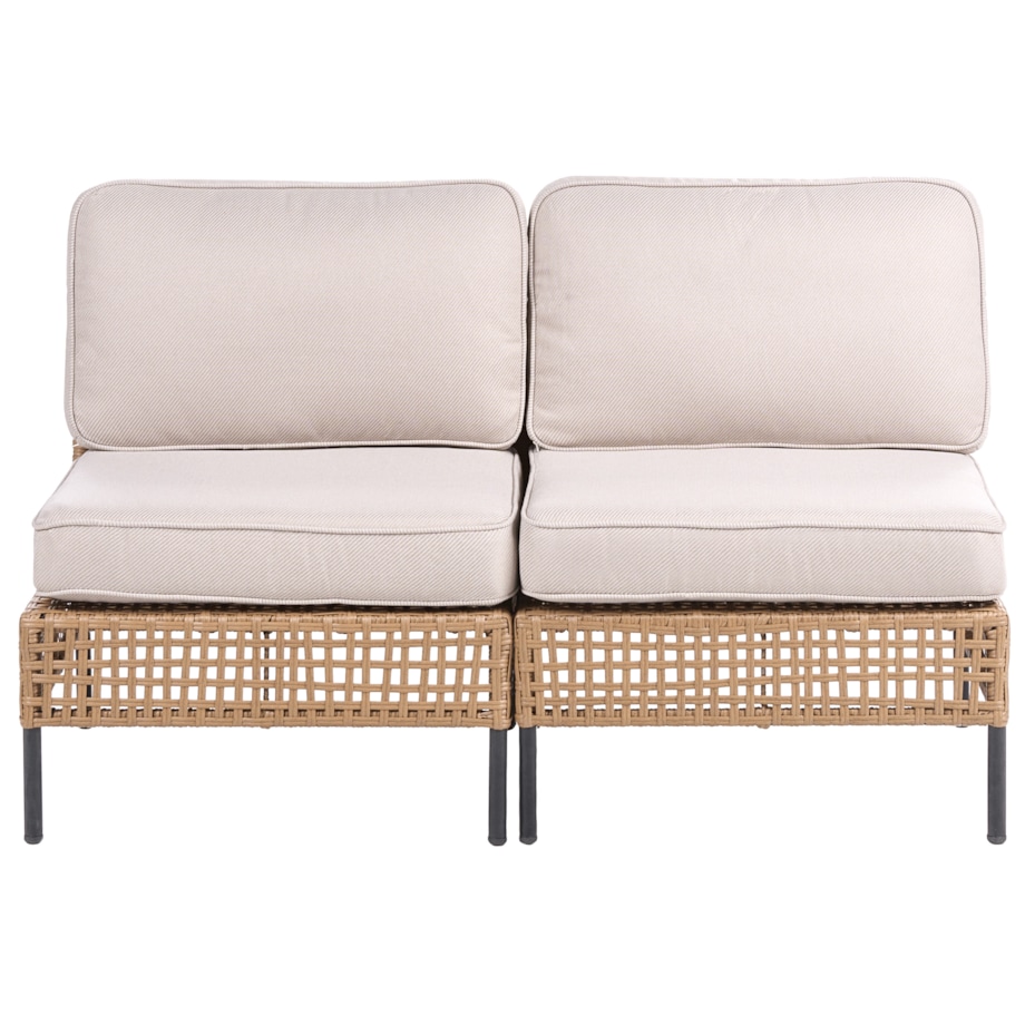 Sofa ogrodowa dla 2 osób OMEGANA Bez podłokietników Technorattan Jasnobeżowy