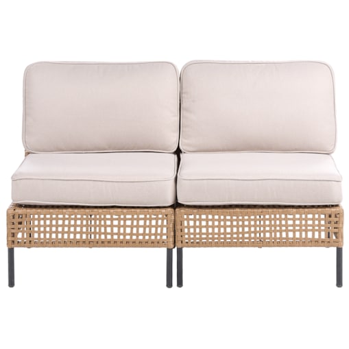 Sofa ogrodowa dla 2 osób OMEGANA Bez podłokietników Technorattan Jasnobeżowy