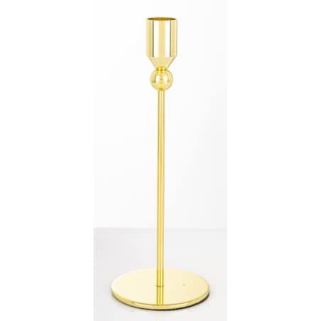 Świecznik metalowy złoty 22x8 x8 cm SOTILLE z 1 kulką