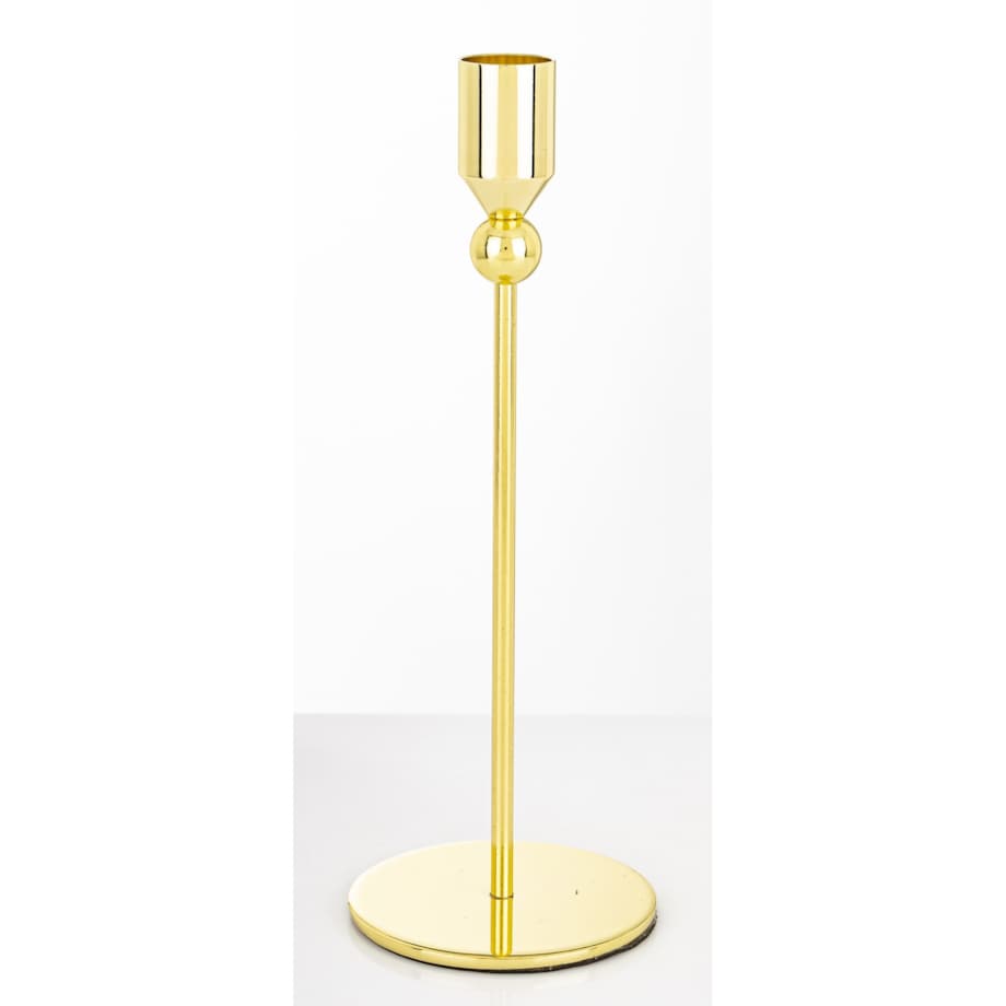 Świecznik metalowy złoty 22x8 x8 cm SOTILLE z 1 kulką