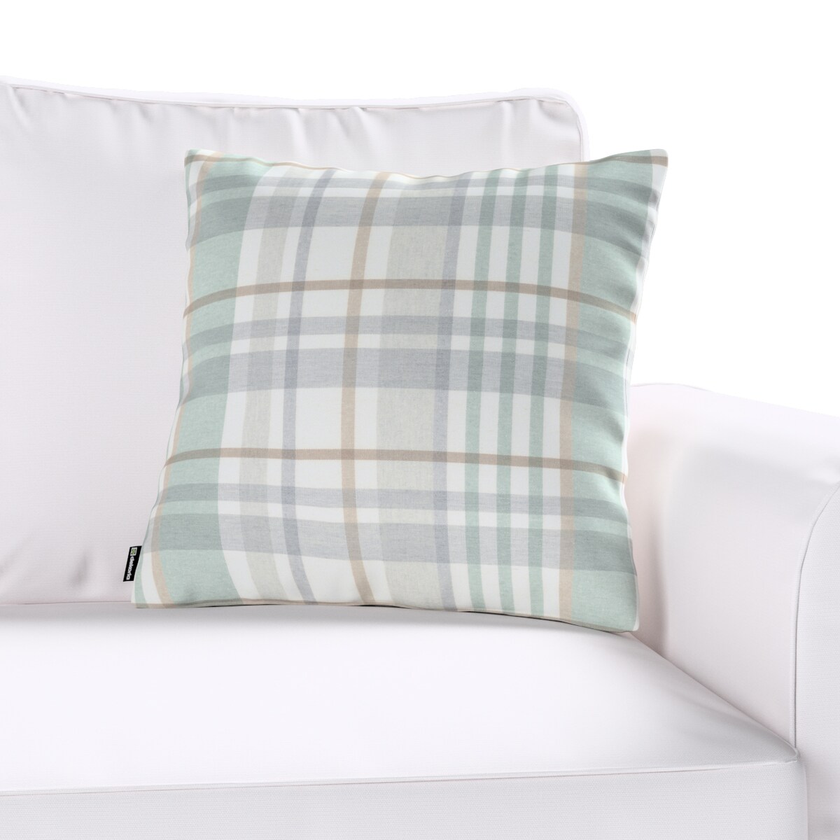 Poszewka Kinga na poduszkę 50x50 kratka zielono-szary melanż