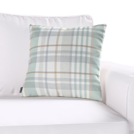 Poszewka Kinga na poduszkę 50x50 kratka zielono-szary melanż