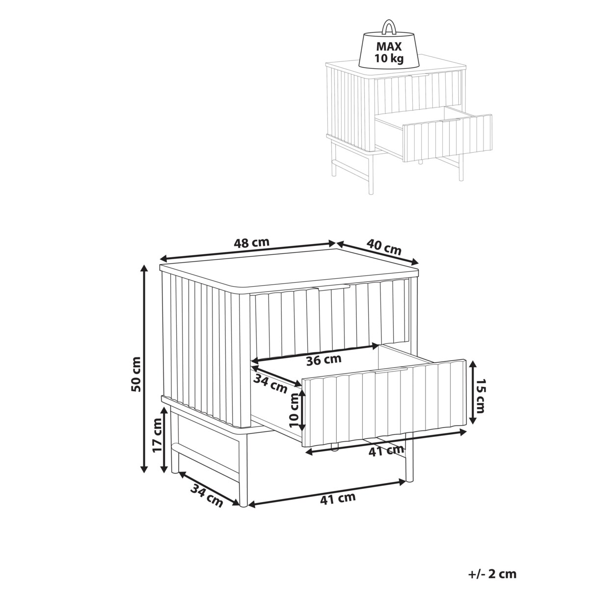 Szafka nocna 2 szuflady GLASTONBURY Biały marmur